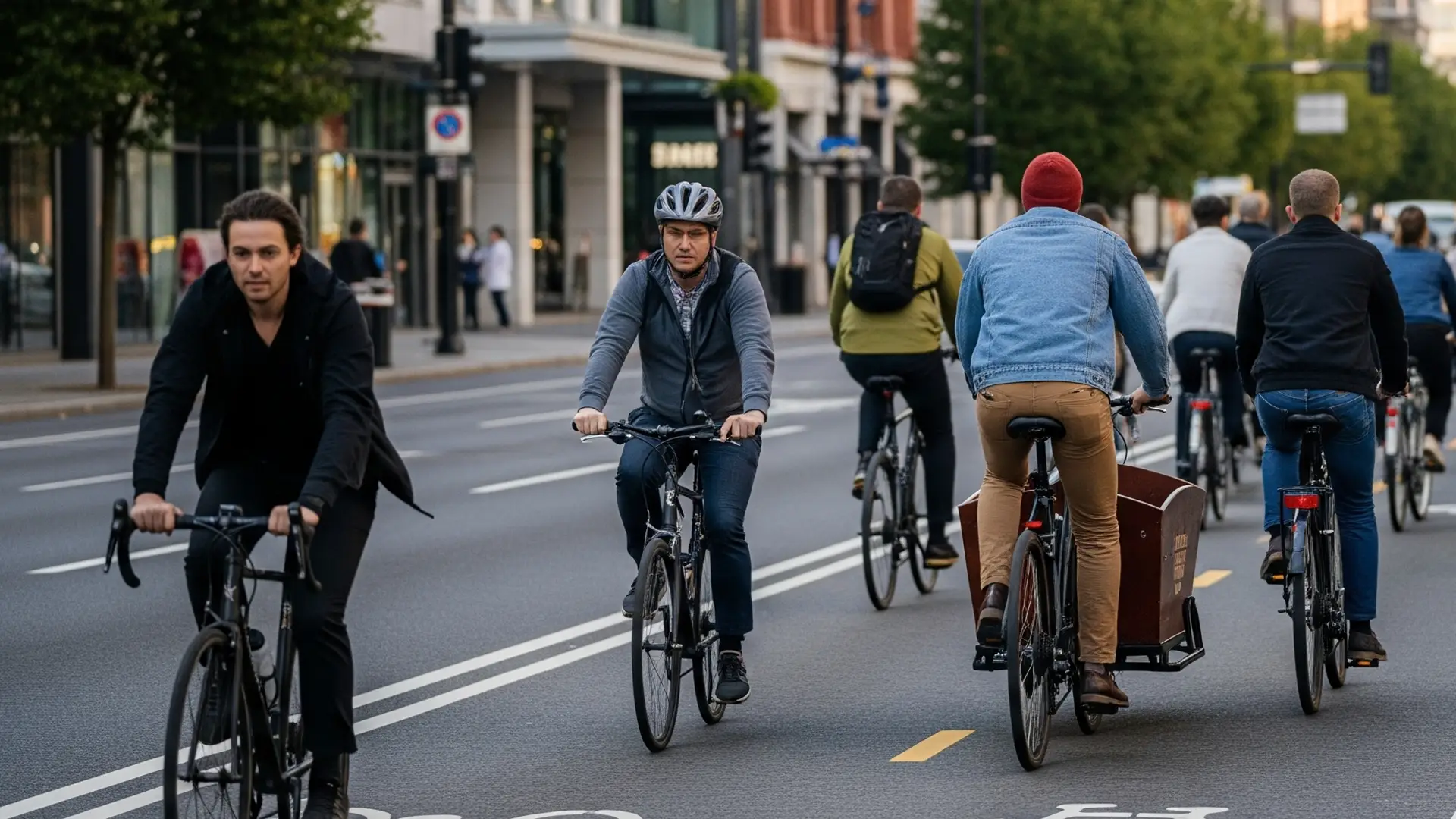 People commuting through a city