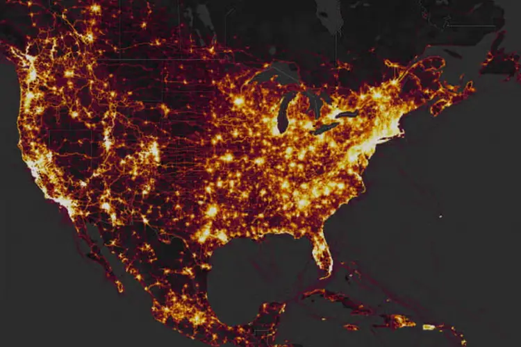 A US overview using Strava heatmap
